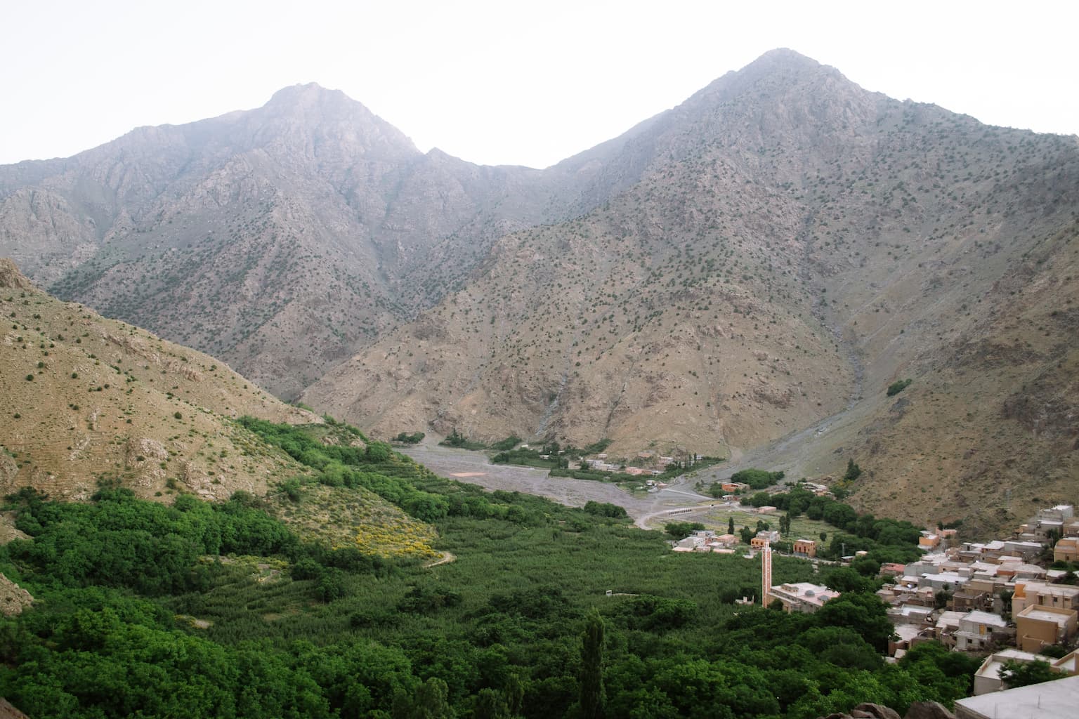 The town of Imlil at sunset